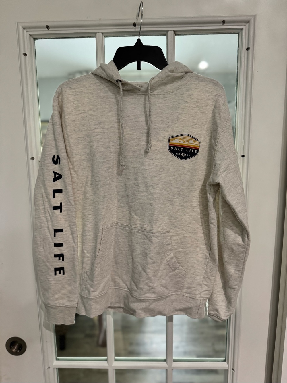 Salt Life Light Gray Hoodie with Sleeve Logo